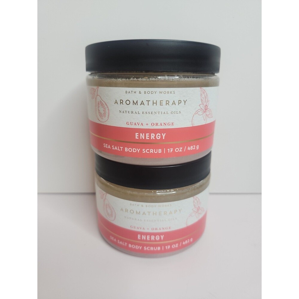 2 Bath & Body Works Aromatherapy ENERGY Guava + Orange Sea Salt Body Scrub 17 oz
